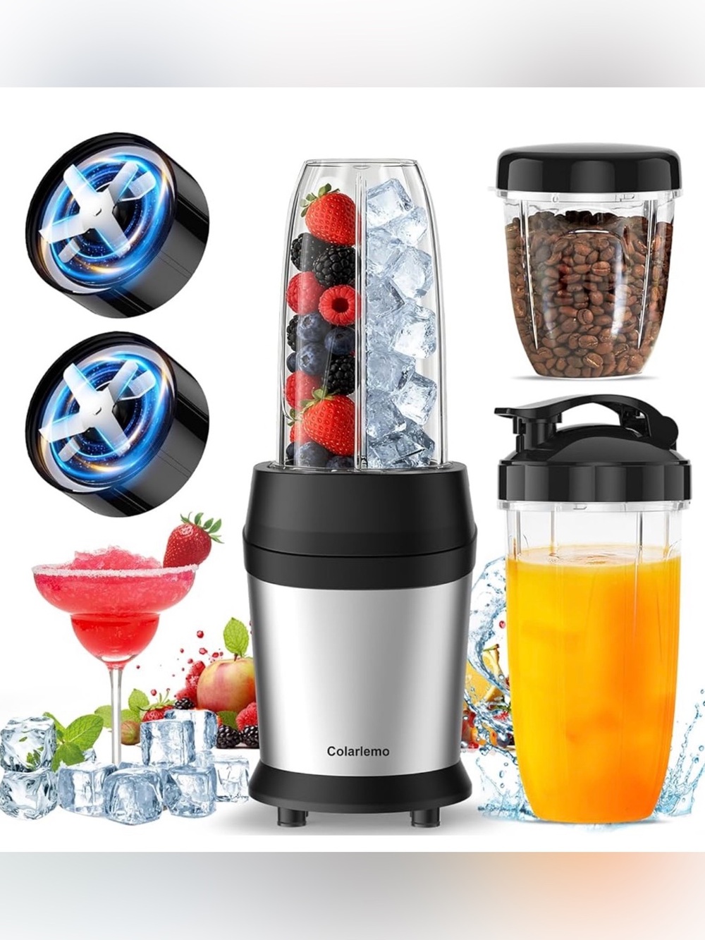 Colarlemo 12-Piece Smoothie Blender Maker 25,000 RPM Personal Blender for Ice...